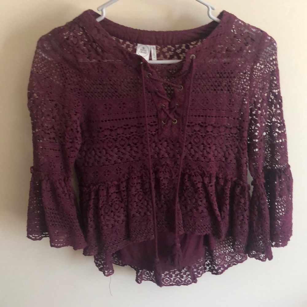Lace high low almost crop top